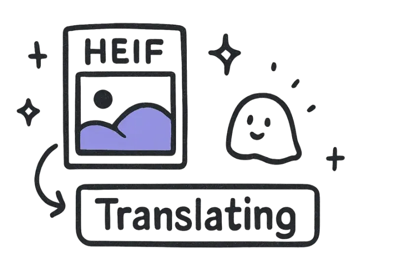A HEIF photo with a caption translated and the image kept
