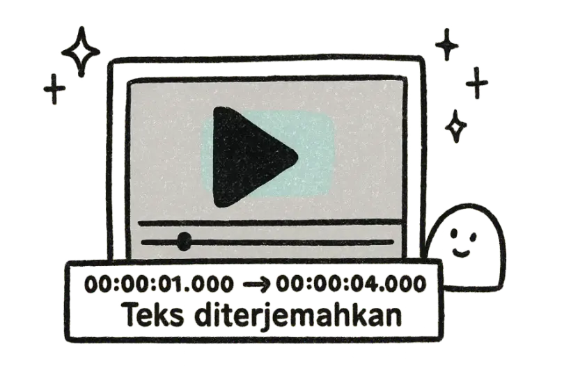 A video frame with a WebVTT caption translated and timings kept